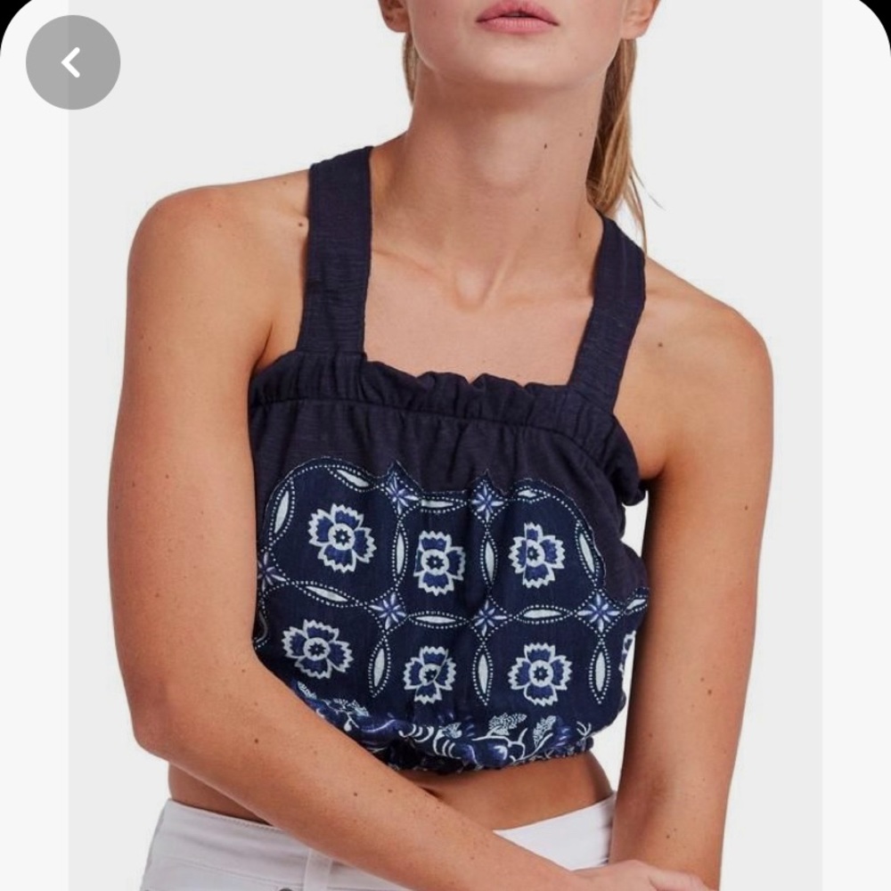 🌻free people love life bubble crop top blouse